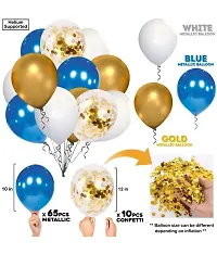 GROOVY DUDZ 79 pcs Blue White and Gold Metallic Balloon with Confetti Balloon and Happy Birthday Banner-thumb1