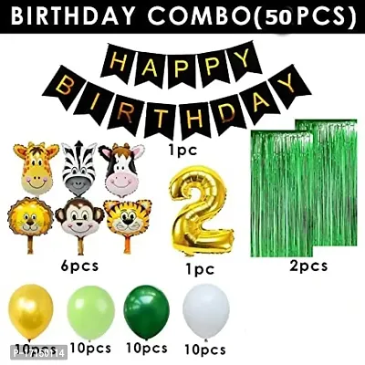 GROOVY DUDZ Birthday Decoration Items For Boys -50Pcs Jungle Theme Decoration - 2nd Birthday Party Decorations,Birthday Decorations kit for Boys 2nd birthday/Baby Birthday Decoration Items kit 2 Year-thumb2