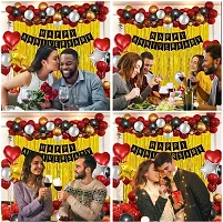 GROOVY DUDZ Happy Anniversary Decoration Items - 70Pcs Kit - Banner, Heart Foil Balloon,Curtain, Metallic Balloons - Husband Wife 1st, 25th,50th Wedding Anniversary Set Combo (Set of 70)-thumb3