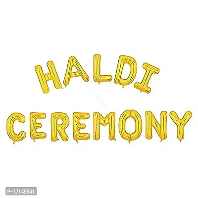 Haldi Ceremony Decoration,Haldi Ceremony Decoration Kit,1 Set Haldi Foil Balloon And 50 Yellow Balloon Combo Bachelorette Bridal Shower Party (Pack of 51)-thumb2