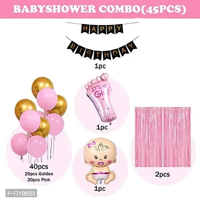 GROOVY DUDZ Birthday Decorations Combo Set- 45Pcs Kit, Happy Birthday Decoration Pink Kit 45 Pcs,1Pcs Happy Birthday Banner,40Pcs Metallic Balloons Pink Happy Birthday Decoration Kit for Girls-thumb2