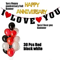 Happy Anniversary Decoration Kit -32 Items Black Red white Combo Set, Balloons, Foil Balloons-thumb1