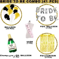 GROOVY DUDZ Bride To Be Decoration Set Combo, 41Pcs Bridal Shower Decorations Kit With Silver Foil Balloons, Foil Curtains, Bride To Be Props For Bachelorette Party-thumb2