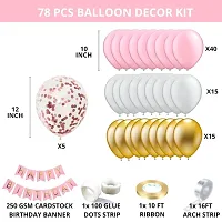 Birthday Decoration for Girls, Boys Garland Kit with Happy Birthday Banner - Golden White  Pink Balloon, 16feet Balloon Arch Tape With 100 Glue Drop Strip, 78 Pieces-thumb1