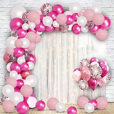 Pink Birthday Decoration for Girls - Pack of 62 Peach  Pink Balloons for Decorations | Birthday Decoration for Women | Birthday Decoration Items for Girls | Pink Backdrop Decorations for Birthday