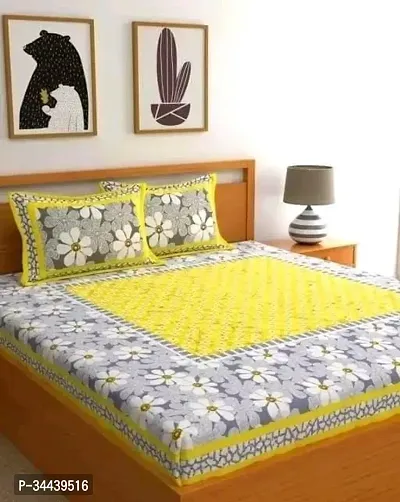 Classic Jaipuri Cotton Printed Double Bedsheet With 2 Pillow Covers-thumb0