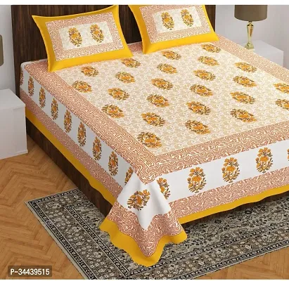 Classic Jaipuri Cotton Printed Double Bedsheet With 2 Pillow Covers-thumb0