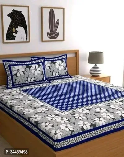 Classic Jaipuri Cotton Printed Double Bedsheet With 2 Pillow Covers-thumb0