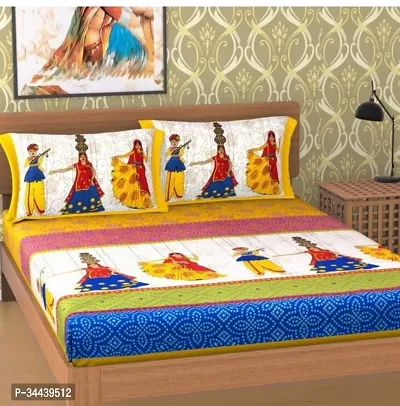 Classic Jaipuri Cotton Printed Double Bedsheet With 2 Pillow Covers-thumb0