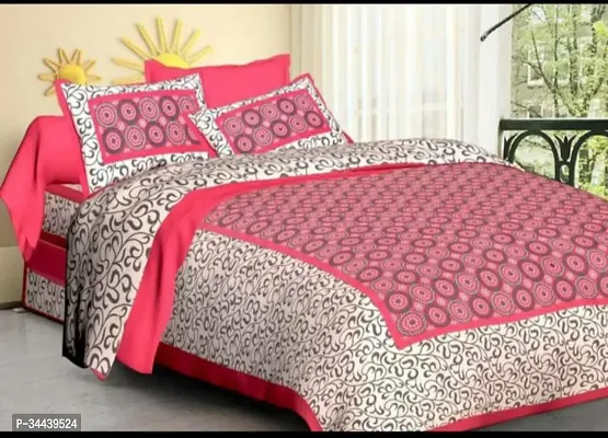 Classic Jaipuri Cotton Printed Double Bedsheet With 2 Pillow Covers-thumb0