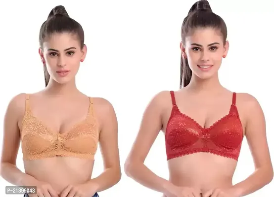 Stylish Net Solid Bras For Women Pack of 2