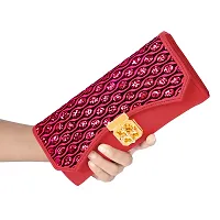 RAAQ Women's Hand Clutches Cum Mobile Hand Purse (Red)-thumb2