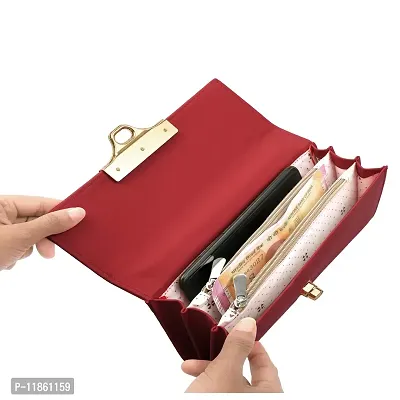 RAAQ Women's Clutches Wallet Handpurses Handbags Red&Beige-thumb4