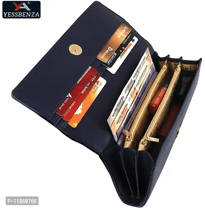 YESSBENZA Women's Elite Attractive Women Handbags Wallet Purse Clutch 6 Cards Slot YTFC-3703 Blue-thumb5