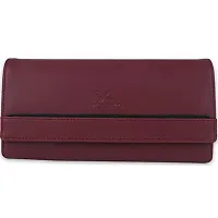 YESSBENZA Women's and Girls Artificial Synthetics Faux Leather Tow Fold Hand Clutch Wallet Hand Bags Purses, Rose (YKFC-503MAROON)-thumb1