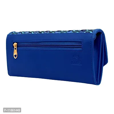 Stylish womens clutch wallet purse for girls ladies royal blue faux leather  hand purse WRLCL ROYAL