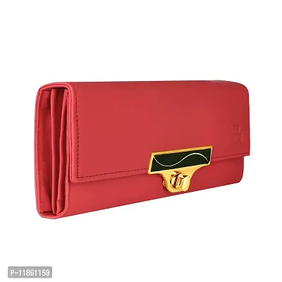 RAAQ Women's Clutches Wallet Handpurses Handbags Red&Beige-thumb3