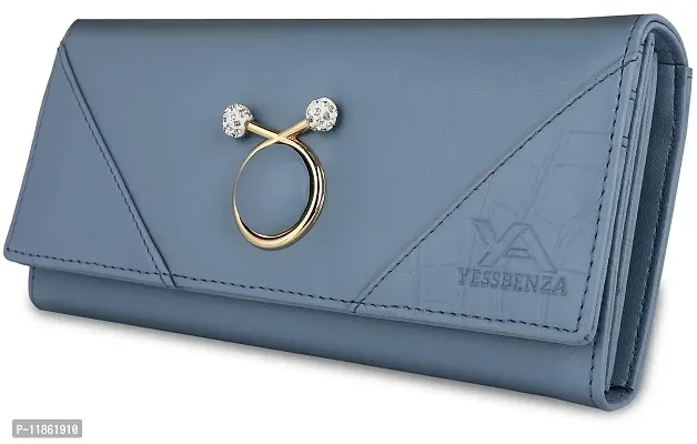 YESSBENZA Women's and Girls Synthetics Faux Leather New Premium Styles Latest Women Clutches Wallets Purses Handbags (Light Blue)