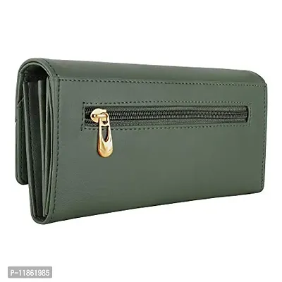 NOTHING Women's Green Leather Lined Portfolio Clutch Hand Bag - Trendyol
