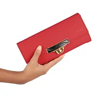 RAAQ Women's Clutches Wallet Handpurses Handbags Red&Beige-thumb1