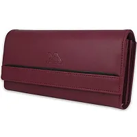 YESSBENZA Women's and Girls Artificial Synthetics Faux Leather Tow Fold Hand Clutch Wallet Hand Bags Purses, Rose (YKFC-503MAROON)-thumb4