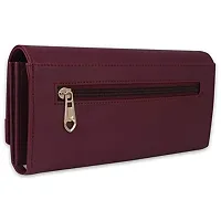 YESSBENZA Women's and Girls Artificial Synthetics Faux Leather Tow Fold Hand Clutch Wallet Hand Bags Purses, Rose (YKFC-503MAROON)-thumb2
