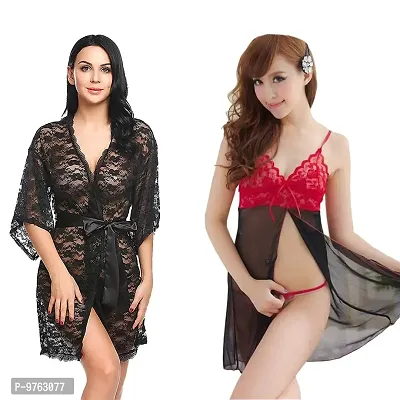 Buy Beera Babydoll Nighty Sexy Lingerie Dress Night wear Sleep wear Nighty  for Honeymoon (Free Size, Black) at