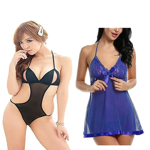 Pack Of 2 Sexy Babydoll Night Dresses For Women