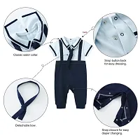 Xivir Unisex Baby Jumpsuit Infant Boys Girls Cotton Romper One-Piece Coverall Baptism Outfit (6 Months - 12 Months, Sky and Navy Blue)-thumb1
