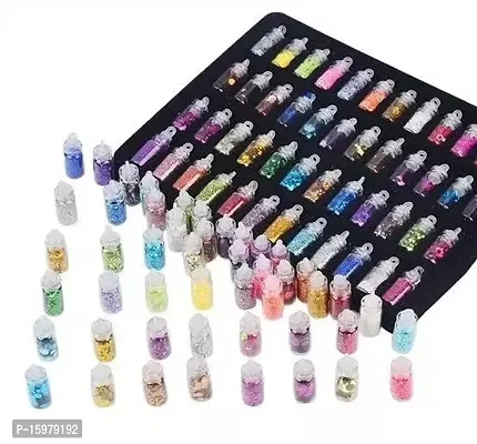 Stylish Fancy New Glamour Nail Glitter Collection Of 48 Multicolour (Pack Of 1)