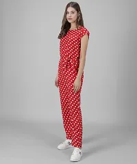 Stylish Red Crepe Printed Jumpsuit For Women-thumb1