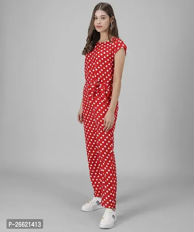 Stylish Red Crepe Printed Jumpsuit For Women-thumb2