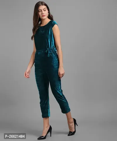 Stylish Green Velvet Solid Jumpsuit For Women-thumb3