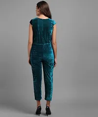 Stylish Green Velvet Solid Jumpsuit For Women-thumb3