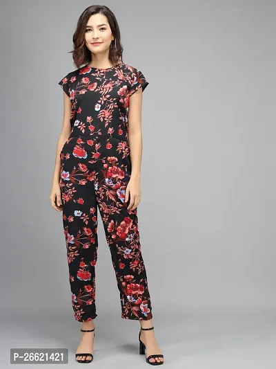 Stylish Multicoloured Crepe Printed Jumpsuit For Women