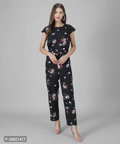 Stylish Multicoloured Crepe Printed Jumpsuit For Women-thumb0