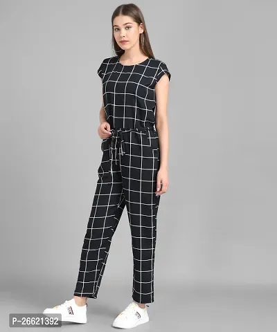 Stylish Black Crepe Checked Jumpsuit For Women-thumb4