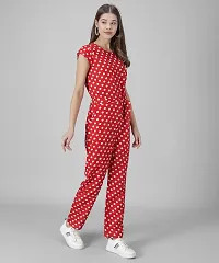 Stylish Red Crepe Printed Jumpsuit For Women-thumb2