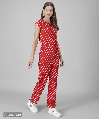 Stylish Red Crepe Printed Jumpsuit For Women-thumb3