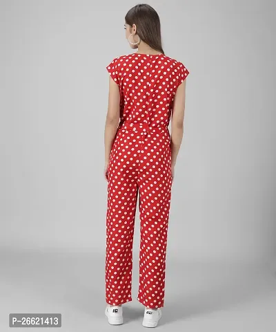 Stylish Red Crepe Printed Jumpsuit For Women-thumb4