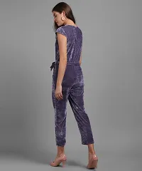 Stylish Purple Velvet Solid Jumpsuit For Women-thumb3