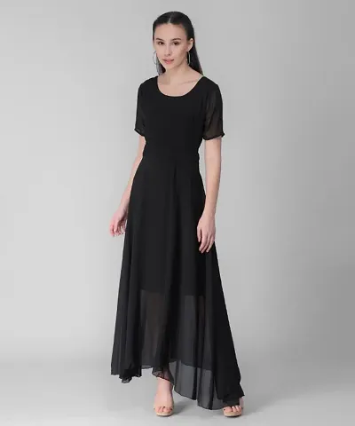 Georgette Solid Long Dresses