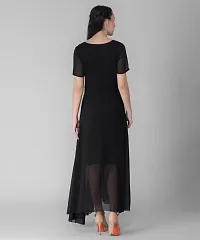 Stylish Black Plain Georgette Dress For Ladies-thumb1