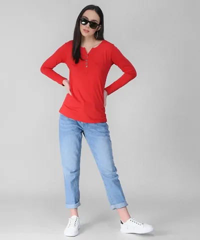 Elizy Women Button Plain Tshirt