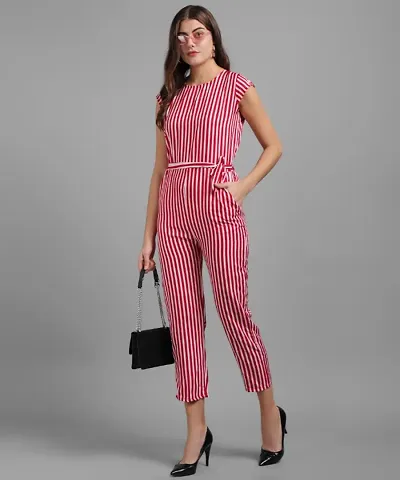 Trendy Printed Front Knot Jumpsuits- For Women