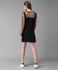 Elizy Women Black Plain Short Hosery Dress-thumb3