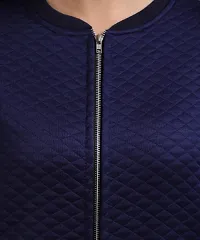 Blue Fleece Solid Sweatshirts For Women-thumb2