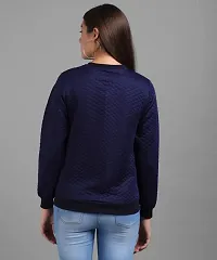 Blue Fleece Solid Sweatshirts For Women-thumb3