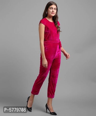 Vivient women pink velvet jumpsuits-thumb2