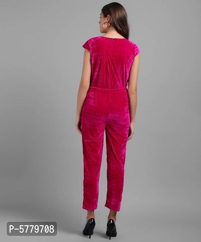 Vivient women pink velvet jumpsuits-thumb3
